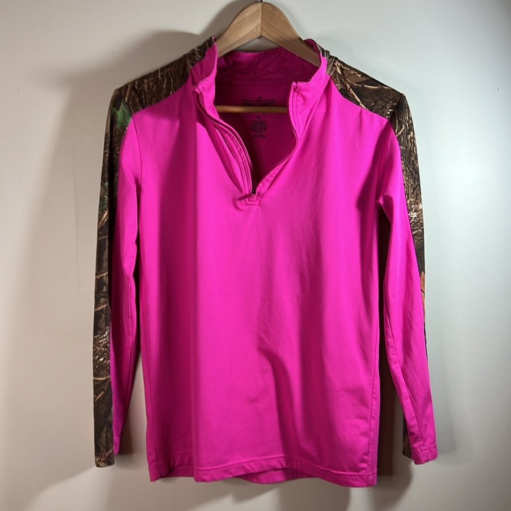 Trail Crest 1/4 Zip Longsleeve Pink Camouflage Top Womens XL